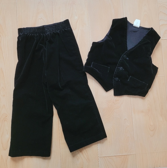 Vintage 1990s special occasion black velvet 2-piece suiting vest and dress pants - Picture 12 of 12
